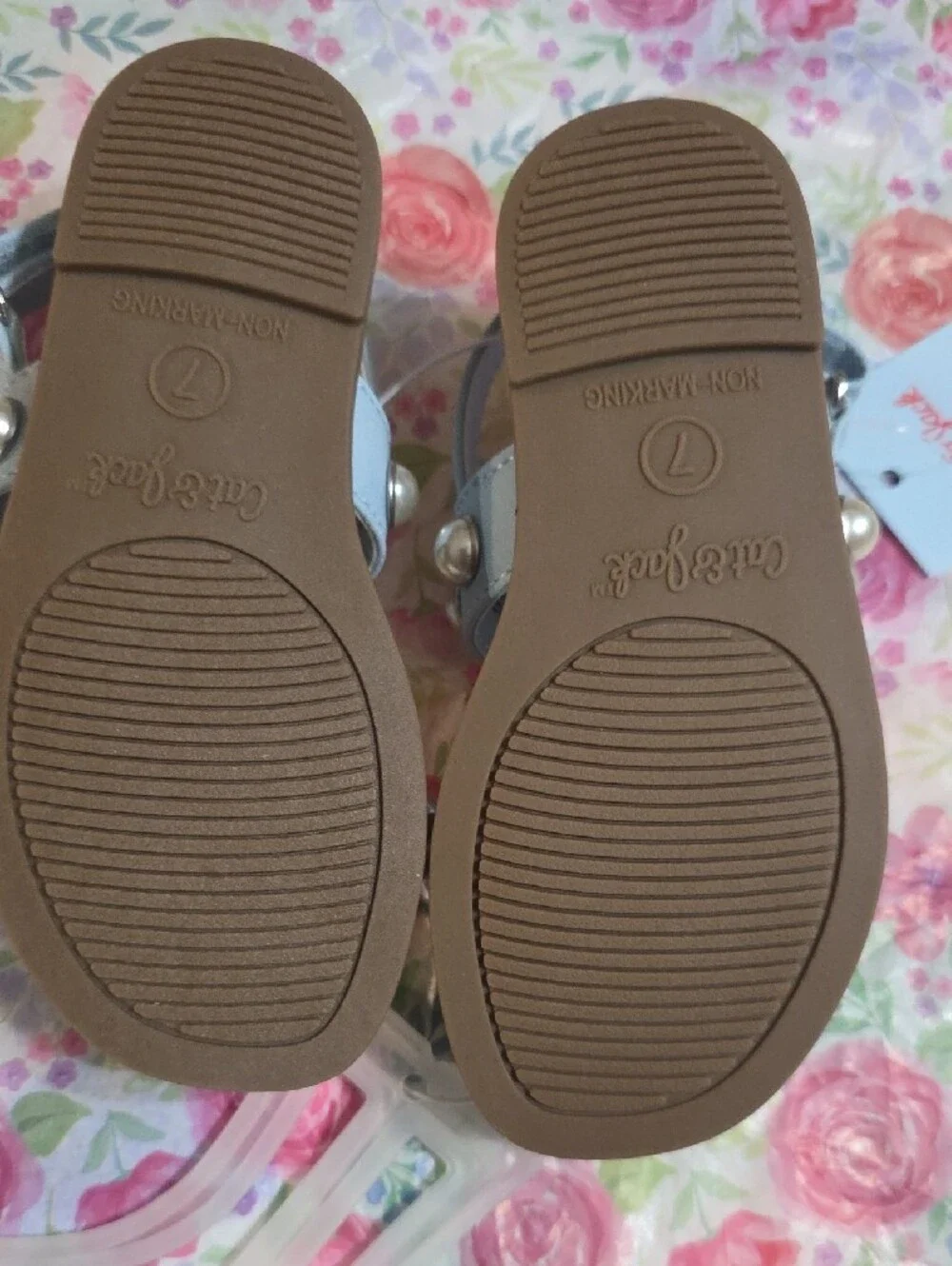 Cat & Jack Light Blue Pearl Strap Girls Sandals